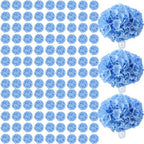 AVIVIHO 105pcs Blue Fake Flowers Hydrangea Artificial Flowers Bulk (Not Squished, No Steaming Need) Silk Flowers with Stems for Wedding Decor,Home,Baby Shower,Table Centerpieces Decoration by Aviviho