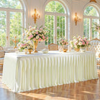 Wish Care Ivory Satin Table Clothes for 4 Foot Rectangle Tables - 4FT Wrinkle Resistant Glitter Rectangle Tablecloths, Party Table Covers for Wedding Banquet, Baby Shower, Birthday, Holiday Dinner - Image 2