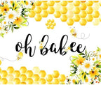 Oh Babee Baby Shower Party Backdrop Colorful Flowers Yellow Honeycomb Baby Shower Party Decorations Background Bee Sweet Honey Gender Reveal Party Birthday Party Studio Props 10x8ft - Image 2
