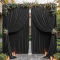16ftx10ft Wrinkle Free Black Backdrop Curtain - 10 Feet Photography Backdrop Drapes, Silky Polyester Back Drop Cloth for Wedding Baby Shower Balloon Arch Background by Unknown