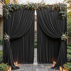 16ftx10ft Wrinkle Free Black Backdrop Curtain - 10 Feet Photography Backdrop Drapes, Silky Polyester Back Drop Cloth for Wedding Baby Shower Balloon Arch Background by Unknown