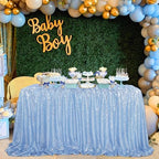 SoarDream Baby Blue Sequin Tablecloth 90"x132" Baby Shower Table Cloth - Image 4