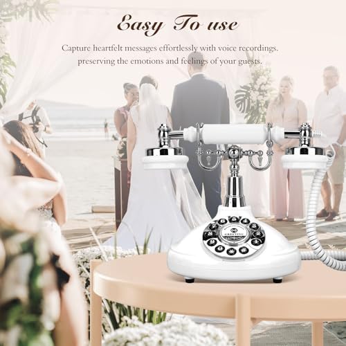 Wedding Phone Guest Book,Audio Guestbook,Vintage Wedding Guestbook Alternative,Audio Phone Guest Book for Wedding Baby Shower Retirement Graduation Birthday Party & More! (White) - Image 4