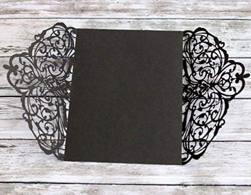 100 Sets 4.9 x 7 ''Laser Cut Wedding Invitations Cards with Ribbon and Envelopes For Birthday Baby Shower Wedding Rehearsal Dinner Invite (Black) - Image 3