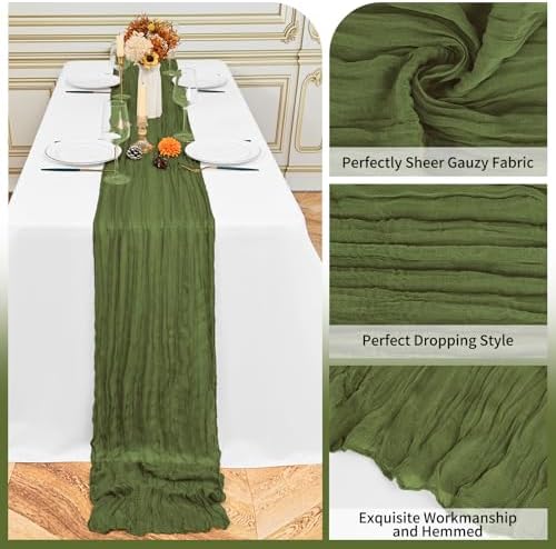 12 Pack Olive Green 10Ft Cheesecloth Table Runner - Image 3