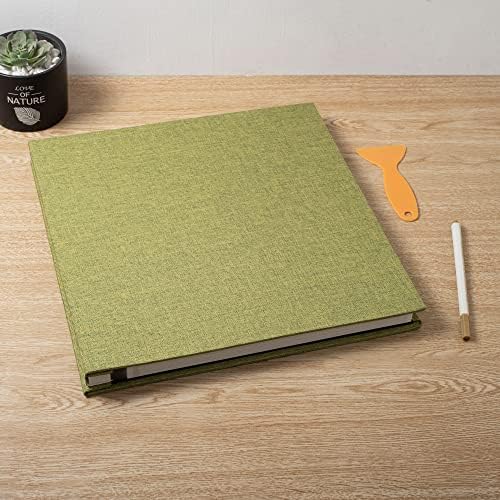 Large Photo Album Scrapbook – Holds 4x6, 8x10 Pictures – Self-Adhesive Pages for Baby, Wedding, Travel & Family Memories | Includes Metallic Pen & Scraper/Matcha Large DIY Memory Book for Gifts - Image 6