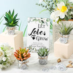 Zhehao 50 Sets Mini Succulent Buckets with 1 Greenery Let Love Grow Sign 50 Let Love Grow Tag and 2 Hemp Ropes for Wedding, Bridal, Baby Shower, Succulent Party Favor for Guests - Image 4