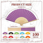 Yinkin 100 Pack Folding Hand Fans Bamboo for Party Favors, Multi Colors - Image 2