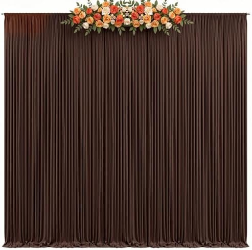 20x8ft Brown Photo Backdrop Curtains for Parties Birthday Wrinkle Free Polyester Photoshoot Curtains Drapes Backdrop for Weddings Anniversary Graduation Stage Photography Background 4 Panels 5x8FT - Image 2