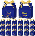 Engrowtic 50 Pcs Thank You Paper Boxes Ribbon Gift Treat Boxes with Handles 5.9 x 3.5 x 3.5 Inch Gold Foil Print for Graduation Wedding Baby Shower Holiday Party(Royal Blue) by Engrowtic
