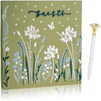 Embroidered Wedding Guest Book—The Perfect Polaroid Guest Book for Wedding Receptions, Birthdays, Baby Showers, and Special Events with 3 Photo corner stickers+ 3 DIY pens+1 Diamond Pen (green) by Gatyko
