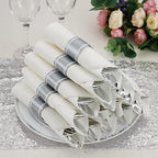 50 Pack Pre Rolled Silver Plastic Silverware Set, Disposable Wrapped Plastic Cutlery Set (50 Forks, 50 Knives, 50 Spoons, 50 Napkins) for Wedding Party - Image 5