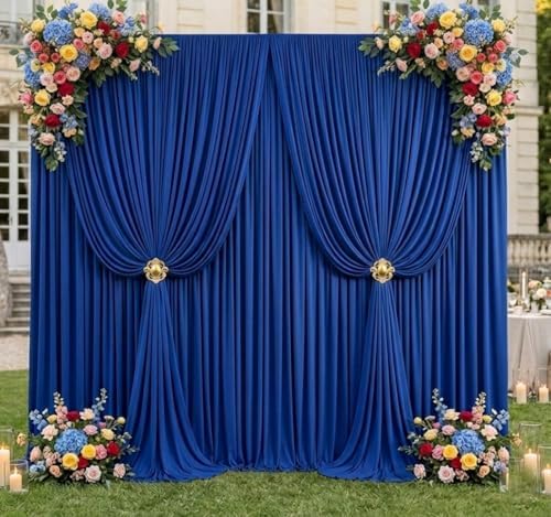 20ft x 10ft Royal Blue Wrinkle Free Backdrop Curtains for Graduation Party Backdrops Curtain Drapes Fabric Decor Photo Back Drop Cloth for Patriotic Holidays Birthday Wedding & Formal Event by Gewonelife