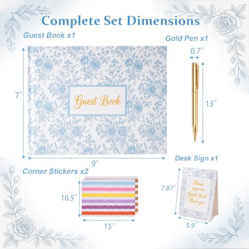 Wedding Guest Book Blue Flowers Photo Guestbook - Image 2