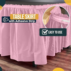 Exquisite Pink Table Skirt 12 Pack - Disposable Plastic Table Skirts for Rectangle Tables 6ft 8ft & Round Tables - 29in x 14ft Self-Adhesive Strip - Birthday Wedding Gender Reveal Decor - Image 3