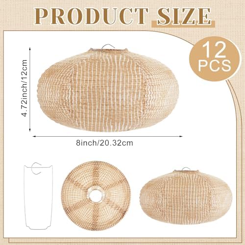Hortsun 12 Pcs Print Burlap Oval Paper Lanterns Boho Chinese Paper Lanterns Decorative Farmhouse Classroom Decor Home Sweet Classroom Birthday Party Ceremonial Event (8 Inch) - Image 2