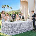 Wish Care 17ft Silver Sequin Table Skirt for Rectangle Tables Glitter Fringe Tutu Skirts Ruffle Tablecloth Teacher Desk Skirt for Wedding Birthday Baby Shower Theme Party Banquet Table Decorations - Image 6