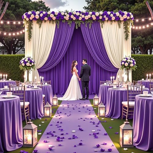 10ft×15ft Deep Purple Backdrop Curtain for Wedding Parties - Image 2