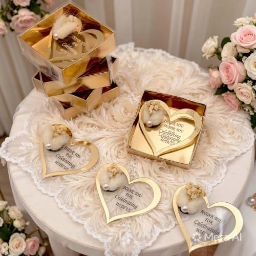 Gold Heart Magnet Wedding Favor, Set of 50, Elegant Party Favors for Attendee - Image 3