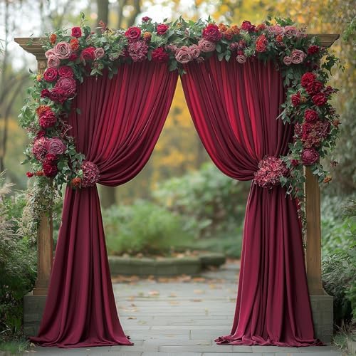ESGOTBME 20x10ft Wrinkle Free ‌Burgundy Backdrop Curtain for Parties Soft Fabric Drapes Wedding ‌Curtain Backdrop for Birthday Party Decorations Background for Photography 5x10ft, 4 Panels - Image 6