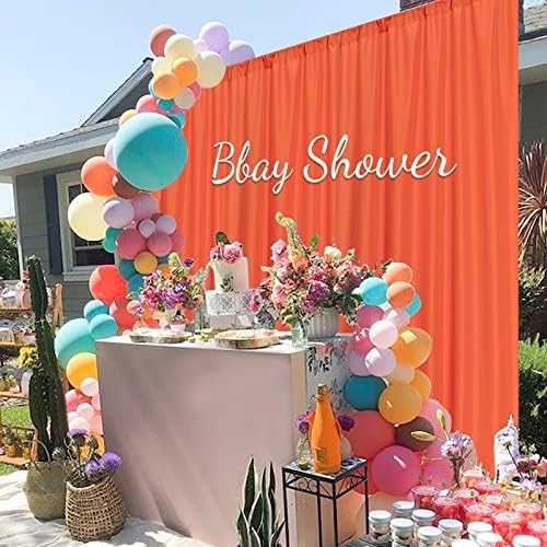 Orange Backdrop Curtains for Parties, Weddings, Stage, 5ft x 10ft, 2 Panels - Image 2