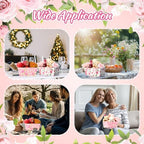 Funnymoom 24 Pcs Mother's Day Basket for Gifts Empty Vintage Floral Tulip Gift Basket Empty to Fill with Handle, Transparent Bag and Bow for Best Mom Gift Flower Tea Party Supplies, 9.8 x 6.5 x 4.3'' - Image 6