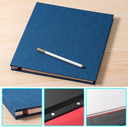 Large Photo Album Self Adhesive 4x6 8x10 10x12 13"x12.8" Magnetic Scrapbook Album 12.6"x11" Inch 40 Pages Linen Cover DIY Photo Album with A Metallic Pen and DIY Stickers(Blue) - Image 6