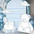 4PCS Blue Bear Baby Shower Decorations, We Can Bearly Wait Toile de Jouy Teddy Bear Cardboard Cutouts Standee Set, Blue Safari Baby Shower Party Supplies by KARAQY