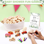 Hiboom 75 Pcs Baby Shower Wood DIY Print Car Set, Green, Eucalyptus Leaves - Image 4