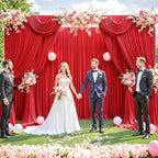 40ft x 12ft Red Backdrop Curtains Wrinkle Free Backdrop Curtain for Wedding Parties Red Fabric Backdrops Drapes Back Drop Cloth Bridal Shower Stage Curtains Wedding Decorations for Reception - Image 4