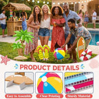 4 Pcs Large Summer Party Decorations, Hawaiian Yard Signs with Stakes Flip Flops Beach Ball Surfboard Palm Tree Cardboard Cutouts for Tropical Birthday Baby Shower Indoor Outdoor Photo Prop - Image 4