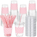 Sliner 50 Sets Pink Polka Dot Plastic Cups 16oz, Cartoon Mouse Party Favors by Sliner