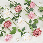 48 PCS Roses Artificial Flowers Champagne & Dusty & Dark Pink - Image 4