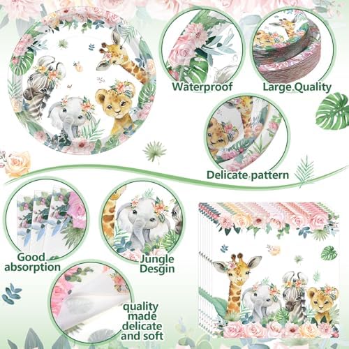 Pickmesh 400 Pcs Safari Birthday Party Supplies Plates and Napkins Serve 50 - Image 3