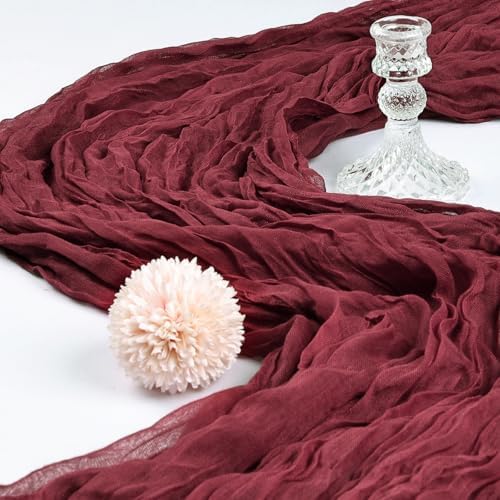 12 Pack 10Ft Burgundy Cheesecloth Table Runner 23 x 120 Inch - Image 3