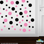 Set of 30 - Black / Pink Circles Polka Dots Vinyl Wall Graphic Decals Stickers by Decal Venue - Image 2