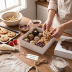 8x8x2.5 Inch Premium Cookie Boxes with Window, 60 Pack Food Safe Bakery Boxes with Lids, Easy Assembly Treat Boxes for Cookies, Desserts, Brownies, Wedding Favors, Holiday Gifts and Parties - Image 6