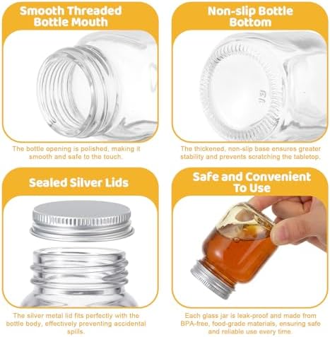 Willinglong 24 Set Glass Mini Honey Jars, Baby Shower Party Favors Bulk, 2 oz Small Honey Jars with Dippers, Lids, Stickers, Ribbons for Baby Shower Gender Reveal Party Gifts Supplies(Blue,Bear) - Image 6