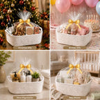 10 Pack White Woven Gift Baskets with Gift Bags and Ribbons, 12"x8"x5" - Image 5