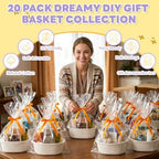Zounys 20Pack Small Woven Gift Basket with Bags and Bows, DIY White Baskets for Gifts, Baskets for Gifts Empty to Fill for Nursery, Baby Shower, Birthday Party and New Mom Presents - Image 5