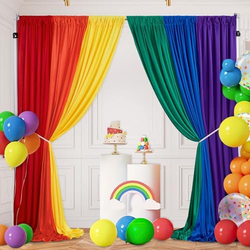 Birthday Backdrop Curtain 15ftx10ft - Rainbow Wrinkle Free Satin Drapes - Image 4