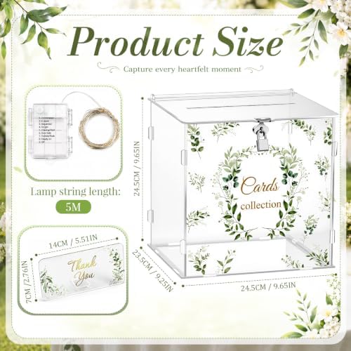 Junkin Acrylic Wedding Card Box with Lock, Clear Large Money Envelope Box - Image 2