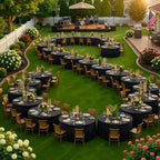 12 Pack Black Spandex Round Tablecloths for 72inch Table, Wrinkle Free Stretchy 132inch Fitted 6FT Round Table Cloths Cover with Skirt for Wedding Party Dining Banquet Events - Image 5