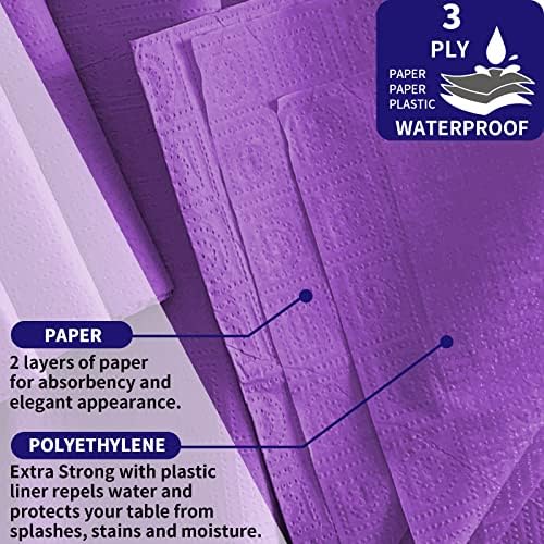 [6 Pack] Purple Paper Tablecloth Disposable for Rectangle Tables, 54 X 108 Inch Party Table Cover with Plastic Backing, Waterproof 3 Ply Table Cloth for Church Event Club Parties - Image 3