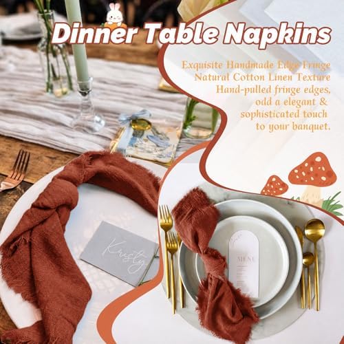 Showgeous 30 Pack Terracotta Cloth Napkins with Fringe, 16x16 inch - Image 5