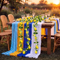 12 Pcs Amalfi Coast Party Decoration Blue Yellow Table Runner by Unknown
