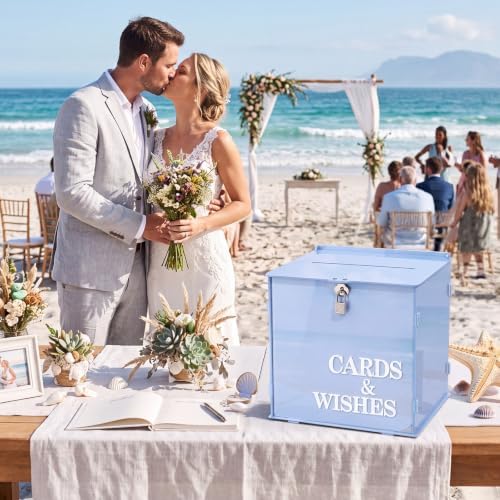 AerWo Light Blue Wedding Card Box, Acrylic Card Box for Wedding Decor - Image 5