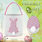 Honeydak 6 PCS Easter Baskets for Kids Fine-lined Wavy Bunny Tote Bags - Image 4