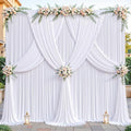 32ftx10ft Wrinkle Free White Backdrop Curtain - 10 Feet Photography Backdrop Drapes, Silky Polyester Back Drop Cloth for Wedding Baby Shower Balloon Arch Background by Unknown