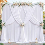 24ftx10ft Wrinkle Free White Backdrop Curtain - 10 Feet Photography Backdrop Drapes, Silky Polyester Back Drop Cloth for Wedding Baby Shower Balloon Arch Background - Image 7